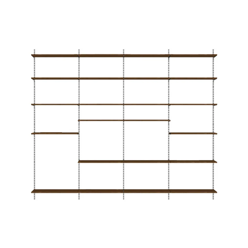 

Wall shelves with straight partitions, wall mounted tracks, invisible bookshelves, living rooms with full walls