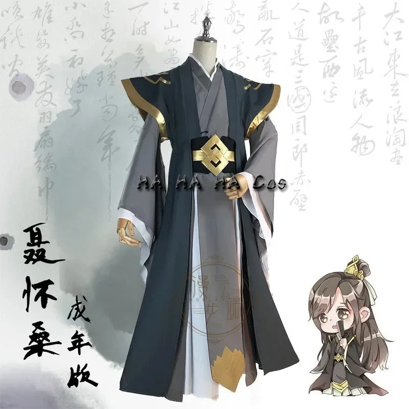 Costume de Cosplay de Nie HuaiSang pour Adulte, Grand Maître de Démoniaque, Noir Trempé, MO DAO ZU SHI, Ensemble Complet, Chaussures, Perruque, Éventail Chinois