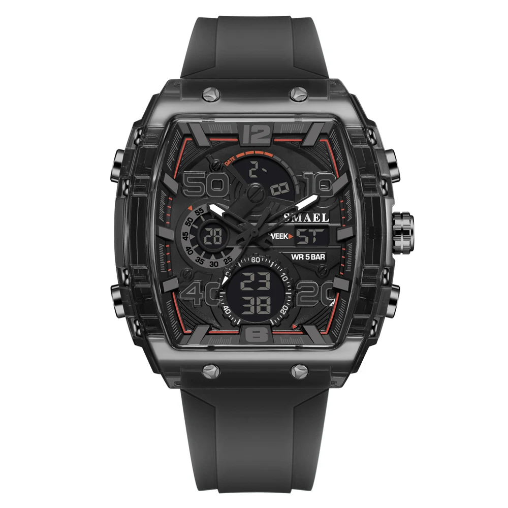 SMAEL 8109 Digital Watch Men Outdoor Sport 5ATM Waterproof LCD Electronic Male Quartz Watches for Men's Chronograph Wristwatch - Image 2