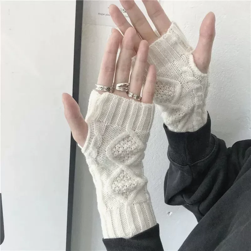 NEUE Damen-Handwärmer-Winterhandschuhe, modische Strickhandschuhe aus Kunstwolle, warme Fingerlose Handschuhe, Gants Femme, Damenhandschuhe – Detail 4