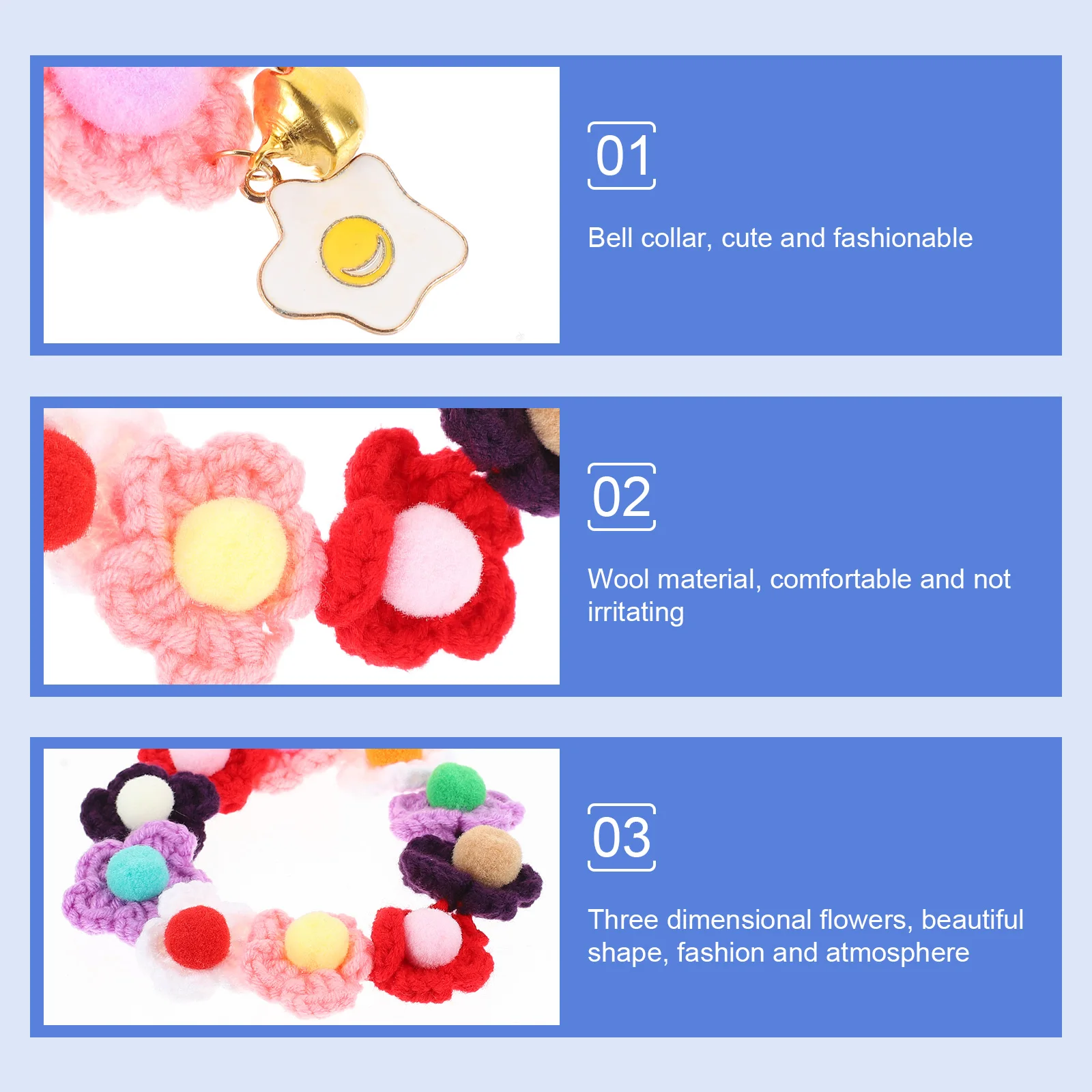 

Flower Collar Christmas Pet Accessory Dogs Cat Kitten Knitted Cats Yarn Adorable Accessories