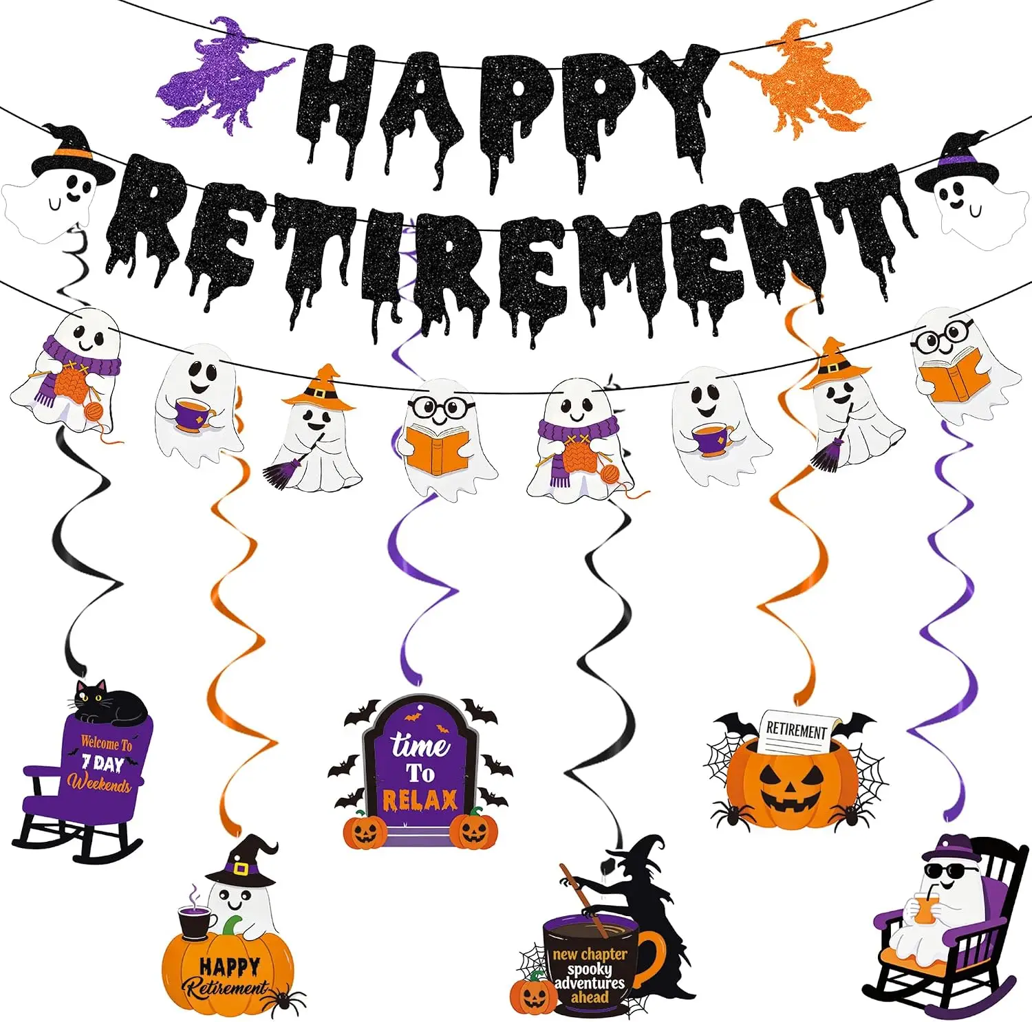 Holkcog Halloween Retirement Banner Halloween Party, Witch Ghost Decoration