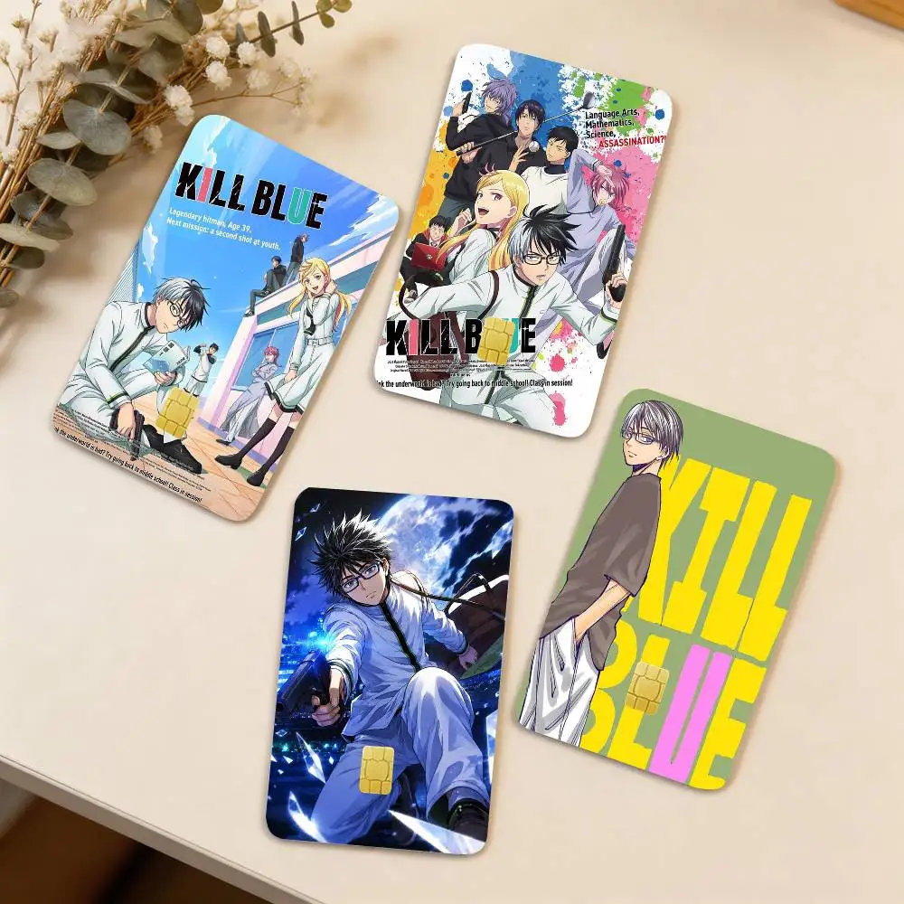 

K-Kill Blue Anime 4pcs 1Set Card Stickers Small Waterproof Chip 4PCS Card Sticker Anti-Scratch