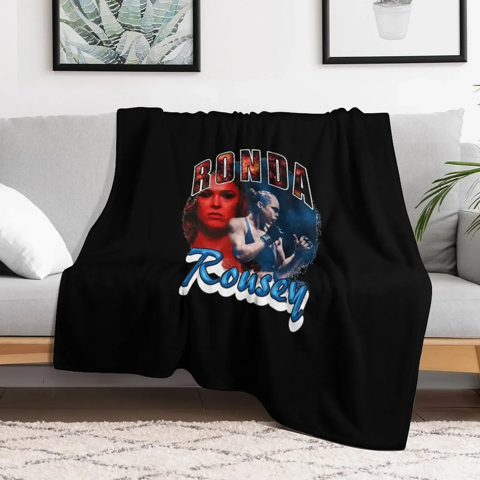 Ronda Rousey Vintage Rap Style (Rowdy Rousey) Classic T Shirt Throw Blanket Decorative Beds Soft Plush Plaid Soft Big Blankets