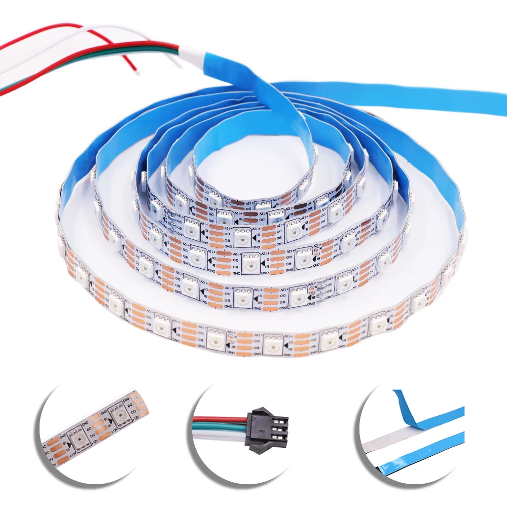 WS2813 WS2815 RGB LED Pixel Strips Individually Addressable 30/60/144Leds/M Dream Color Smart Tape Light IP30/65/67 DC5V DC12V