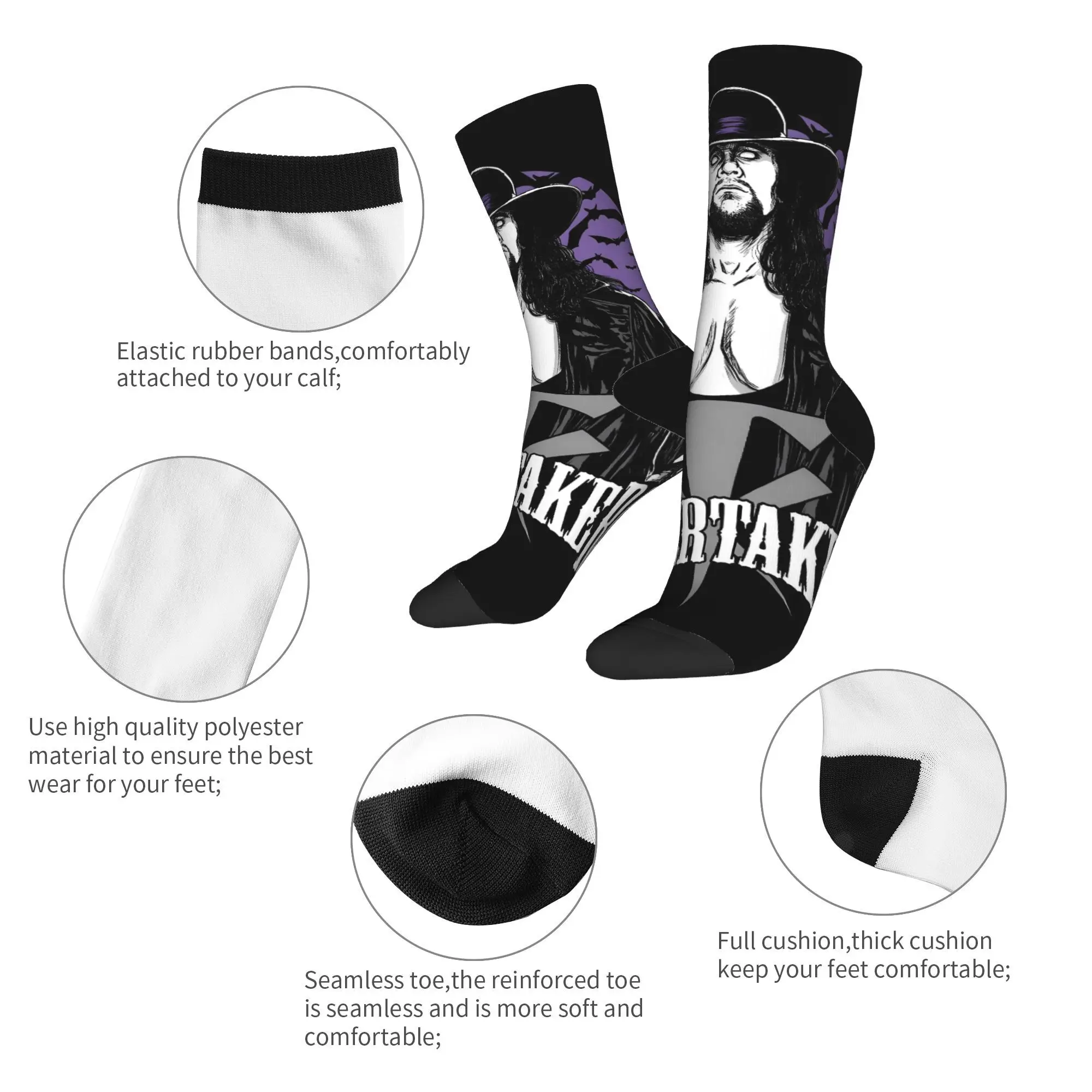 جوارب مصارعة Undertaker جوارب كاواي شتوية غير قابلة للانزلاق للنساء والرجال جوارب تسلق برسومات ناعمة