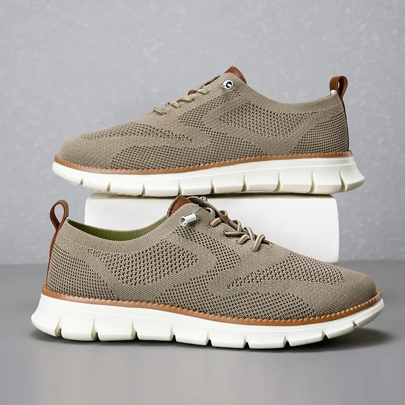

Lightweight Lace-Up Casual Men's Shoes Breathable Flying Loafers Men's Large Size Versatile Business Mesh Light Comfortable
