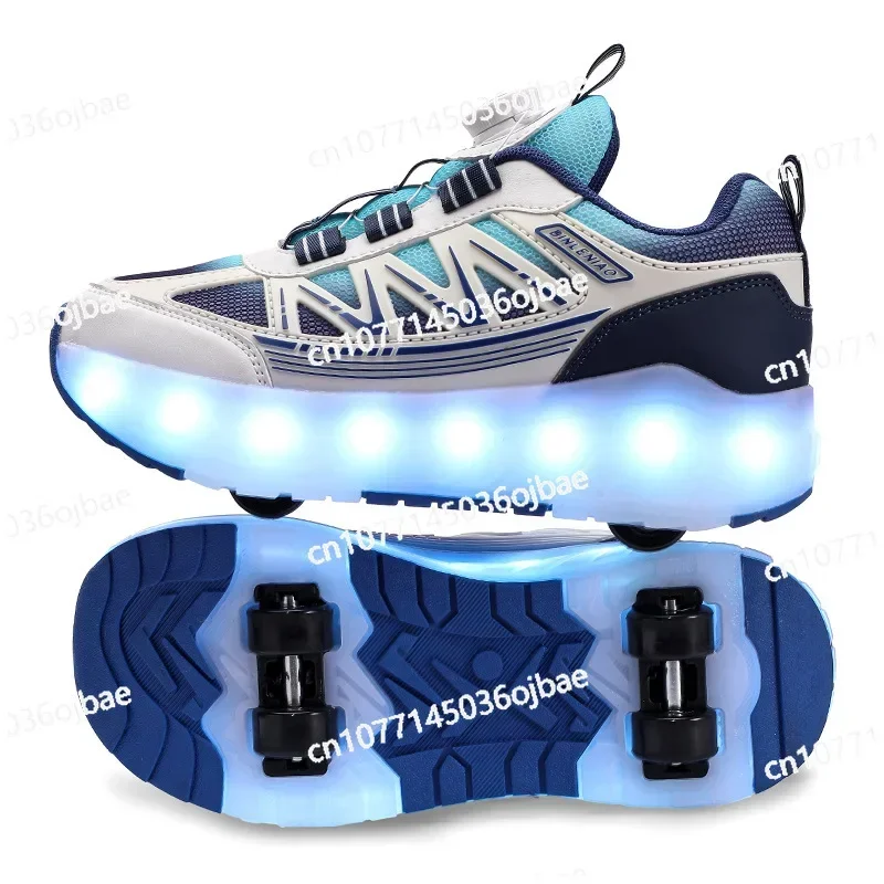 Kids Runaway Shoes Four Wheels Boys Glow Removable Girls Students with Wheels