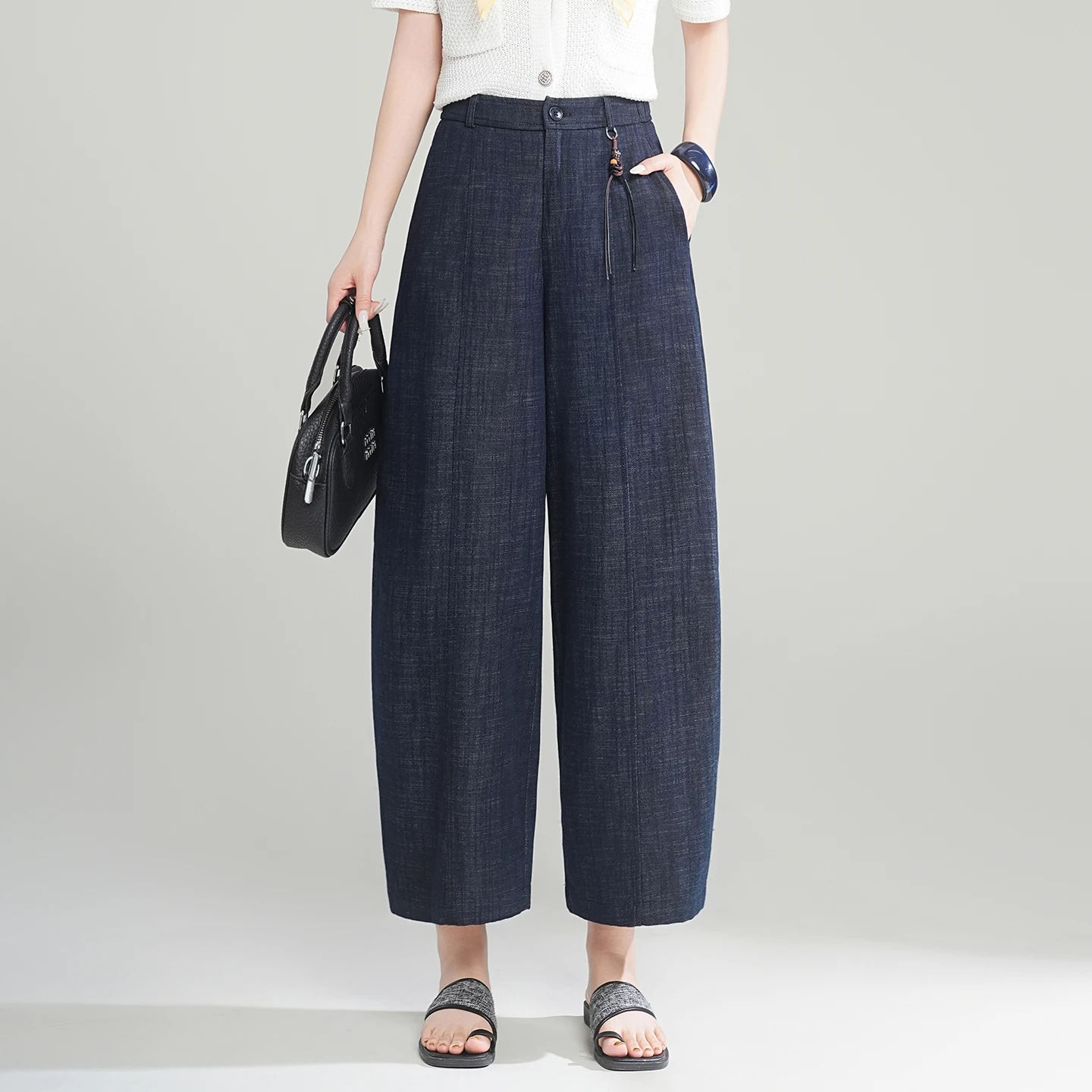 

High Waist Casual Jeans Women's Spring New Loose Fit Straight Leg Wide Leg Pants Versatile Cotton Blend Soft Fabric