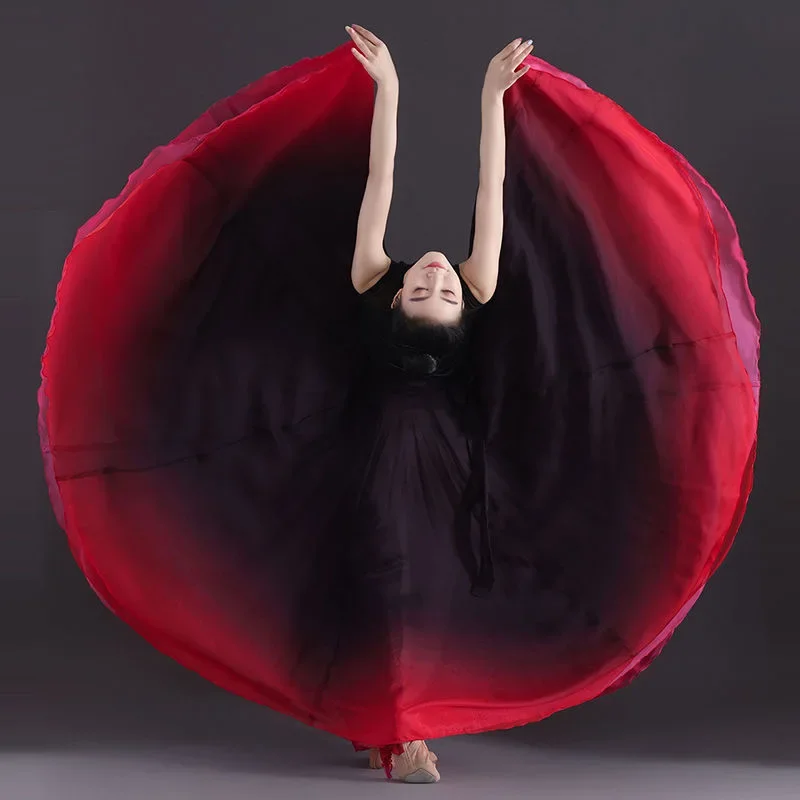 720 graus dança de flamenco artista gradiente rendas saias de fadas feminino cosplay desempenho de palco saia de prática de dança clássica