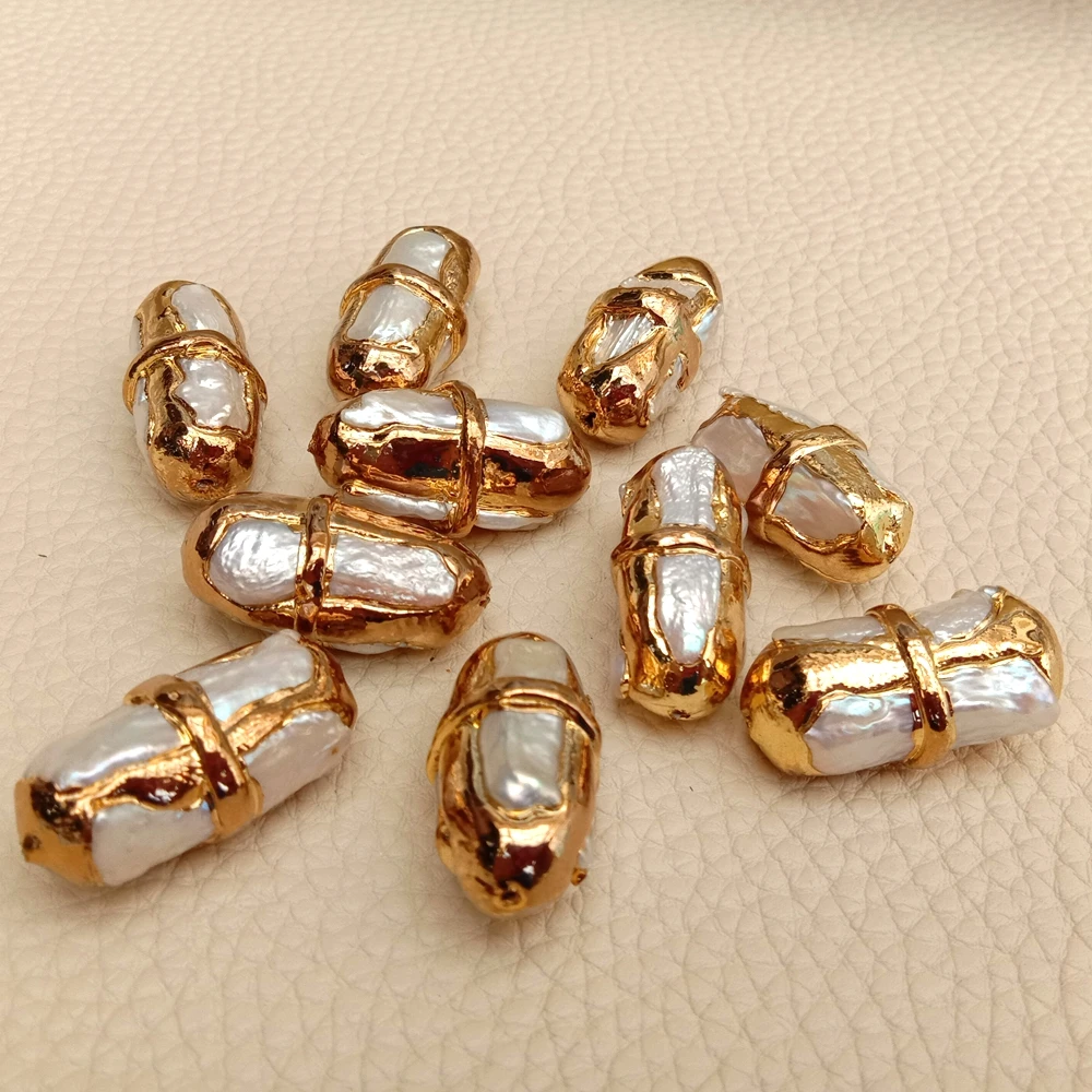 5 Pcs Metal Plated Freshwater Pearl Spacer Loose Beads Jewelry Finding For Jewelry Making Accessories