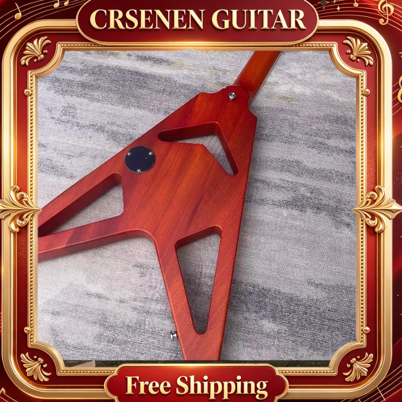 Free Shipping Electric Guitar Red Hollow V Shape HH Pickups Chrome Hardware Rosewood Fingerboard Beginner Gift Birthday Present