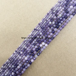 Small Diamond Cuts Faceted China Material Purple Lepidolite Round Loose Beads 15