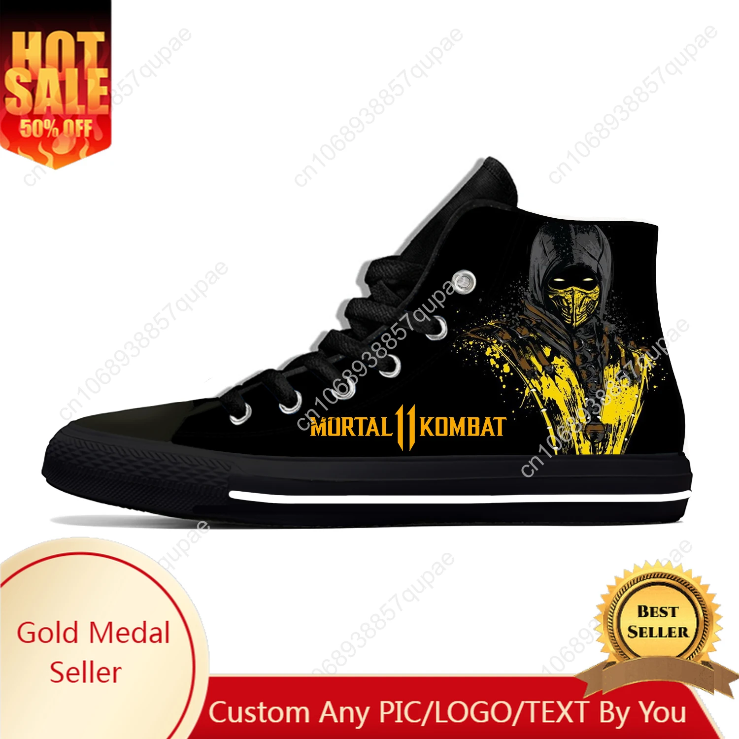 Game Mortal Kombat Pattern Lightweight Cloth 3D Print Funny Fashion High Top Canvas Shoes Mens Womens Casual Breathable Sneakers