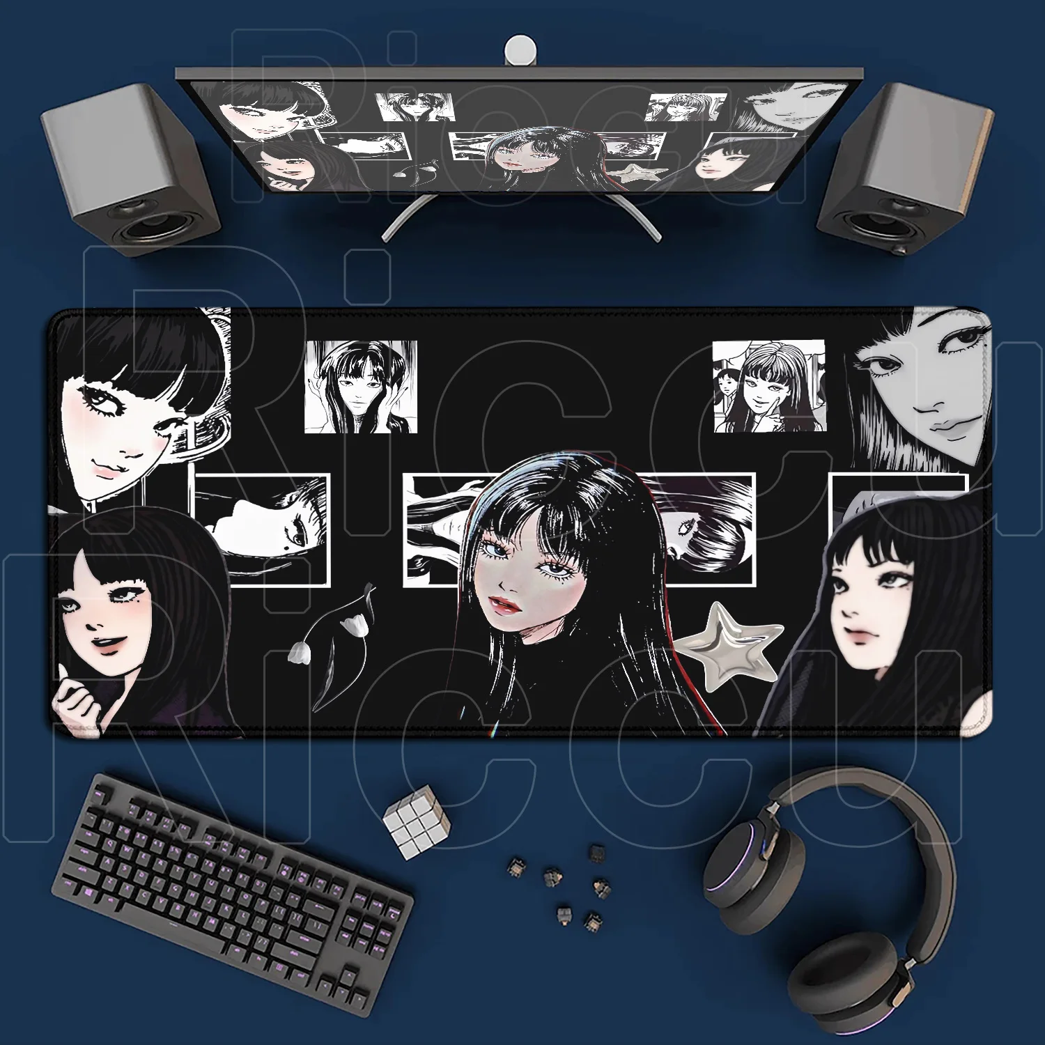 

Black White Junji Ito Tomie Kawakami Gaming Mouse Pad XXL Mousepad Laptop PC Gamer Desktop Decoration Office Mat Big Deskmat Rug