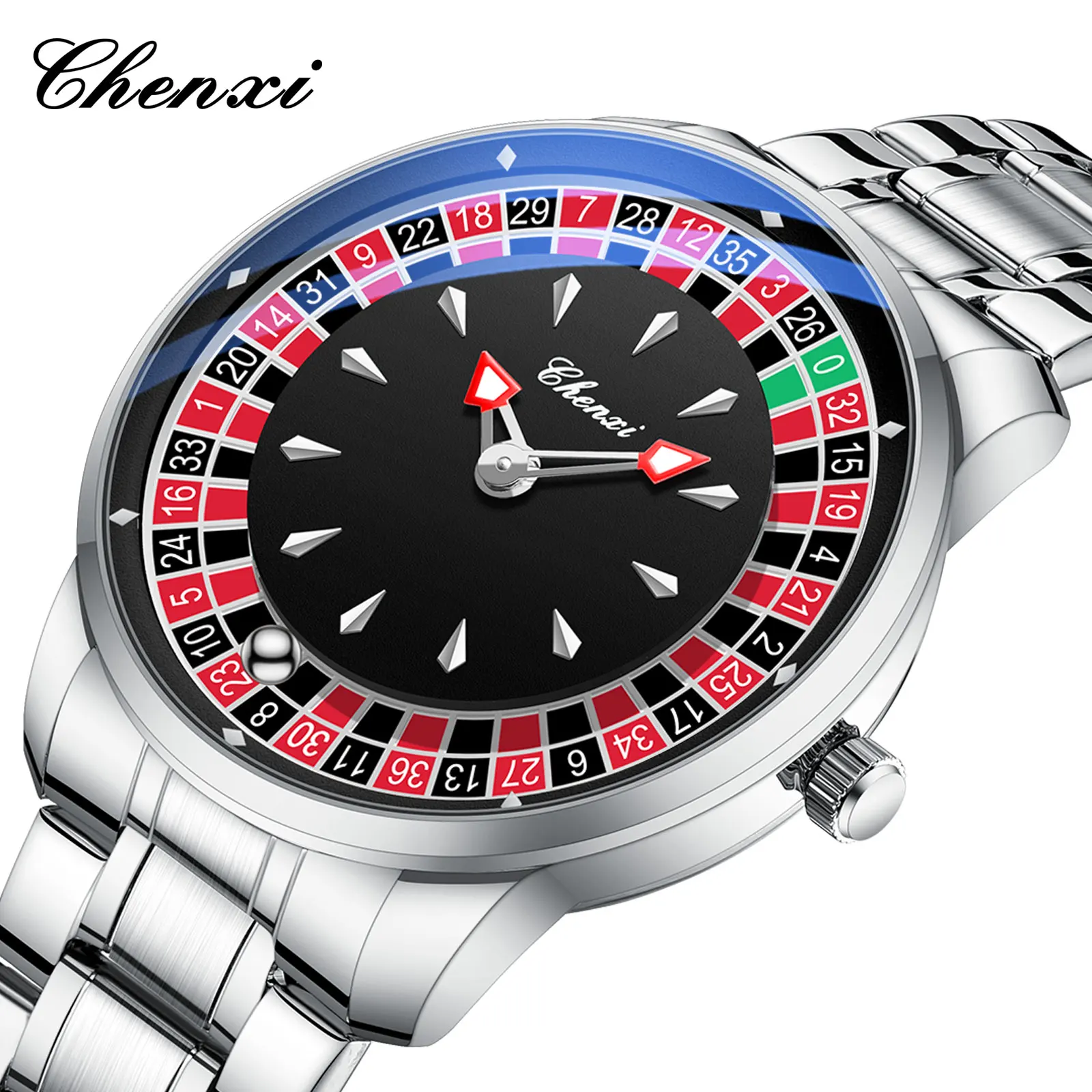 CHENXI 636 Fashion Men Quartz Watch Creative Rotating Dial Wristwatch Luminous Hands Sports Leisure Watches for Man Reloj Hombre