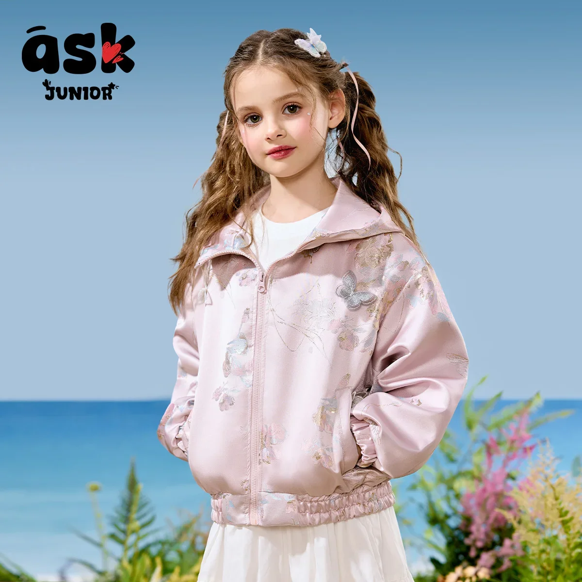 الفتيات أزياء عارضة الأطفال الخريف الفتيات فراشة طباعة شبكة الربط سترة