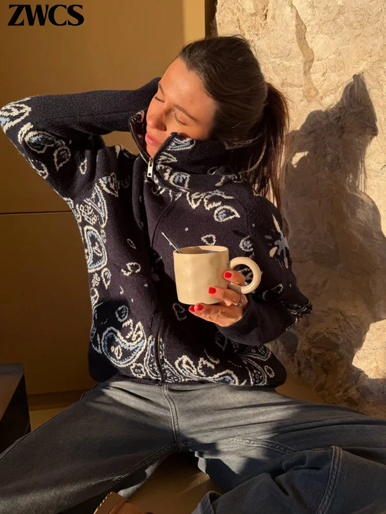 Knitted Stand Collar Zippers Cardigan Women’s Casual Printed Full Sleeve Sweaters 2026 Spring New Female Fashion Knitwear 5 Knitted Stand Collar Zippers Cardigan Women's Casual Printed Full Sleeve Sweaters 2026 Spring New Female Fashion Knitwear 5