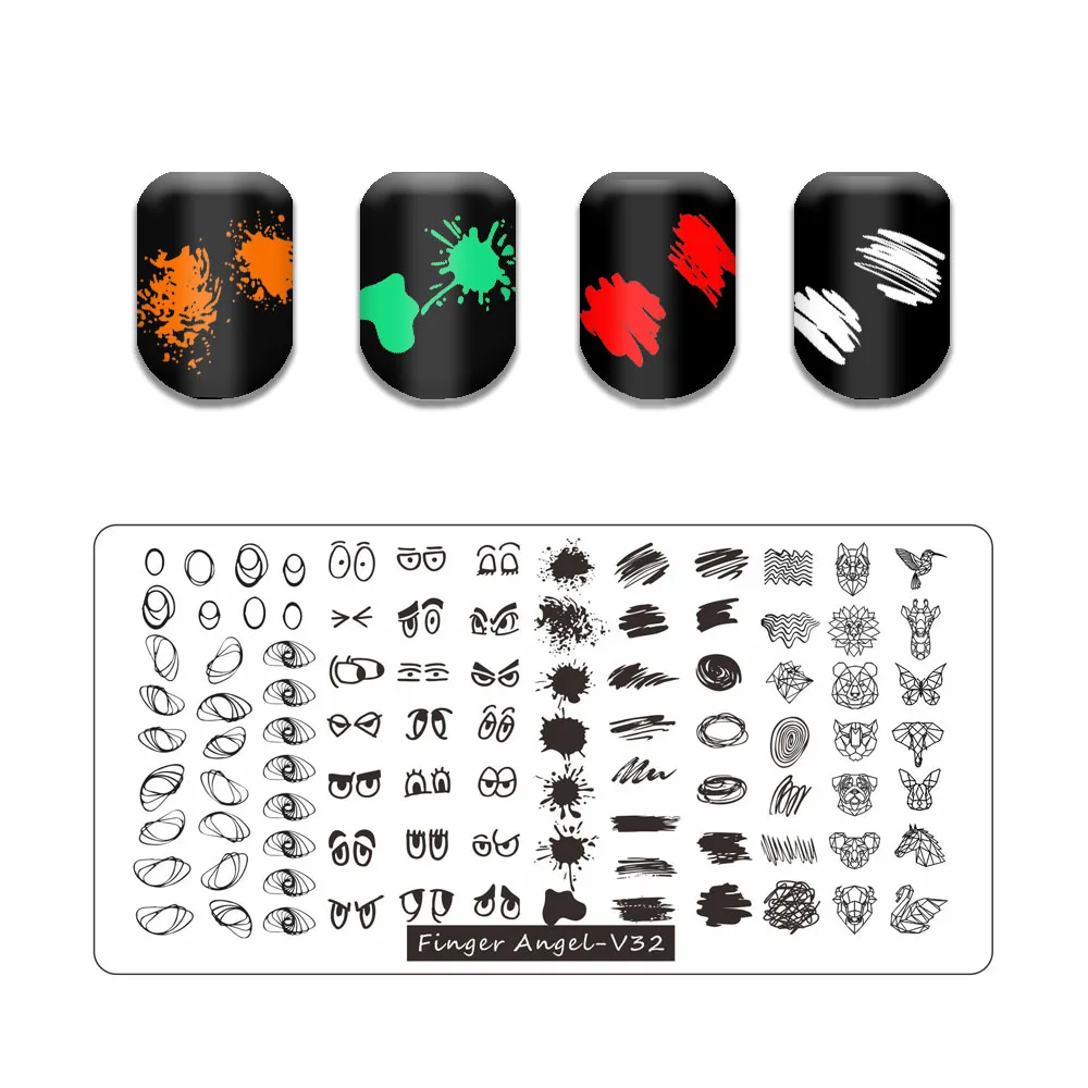 Palm Leaf Nail Stamping Plate Flower Stripe Nail Stamp Templates Leaves Floral Printing Stencil Line Lace Letter Skull Poker