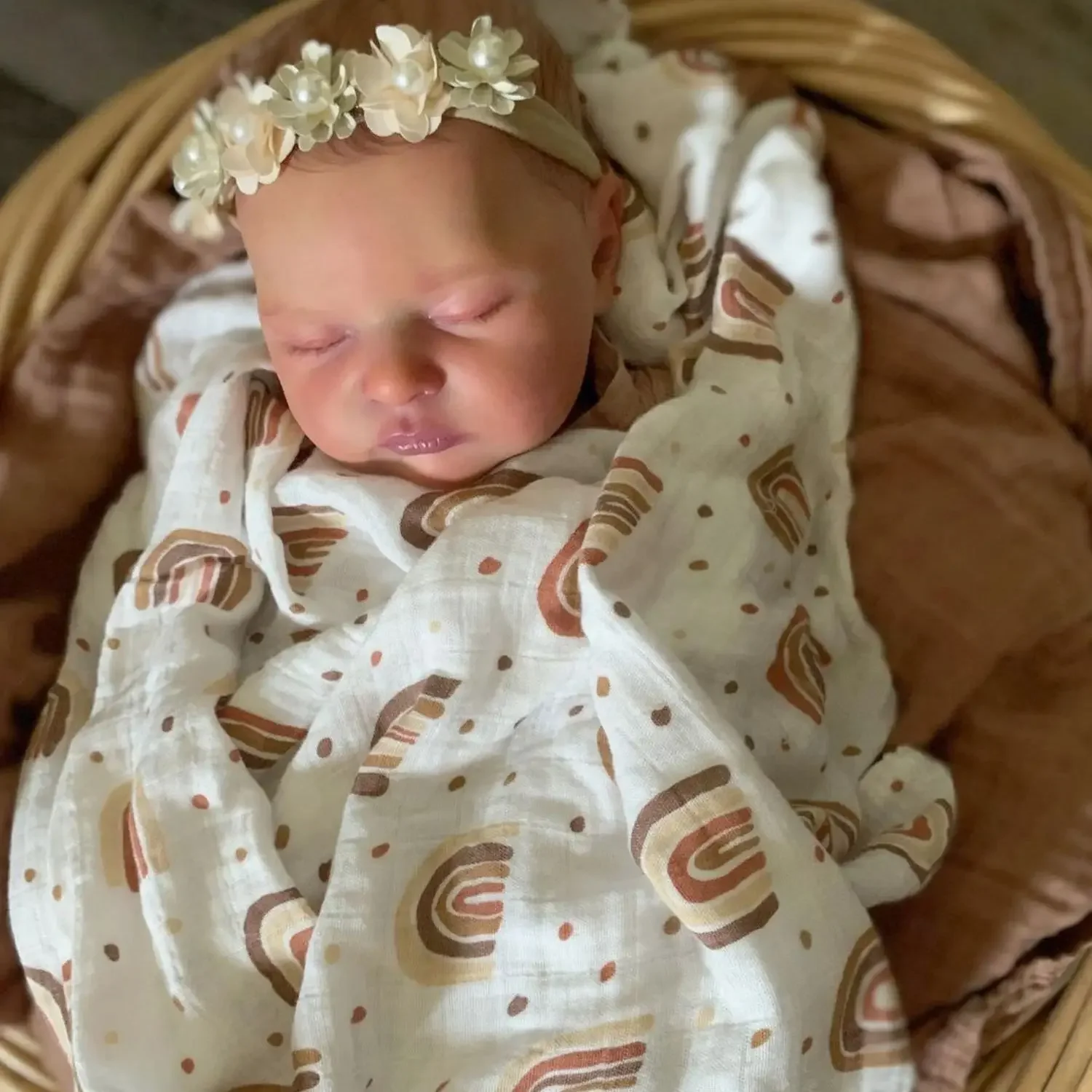 BZDOLL Realistic 50cm Soft Silicone Reborn Baby Asleep Doll with 3D-painting Skin and Veins, Alive 20inch Newborn Bebe Girl Gift