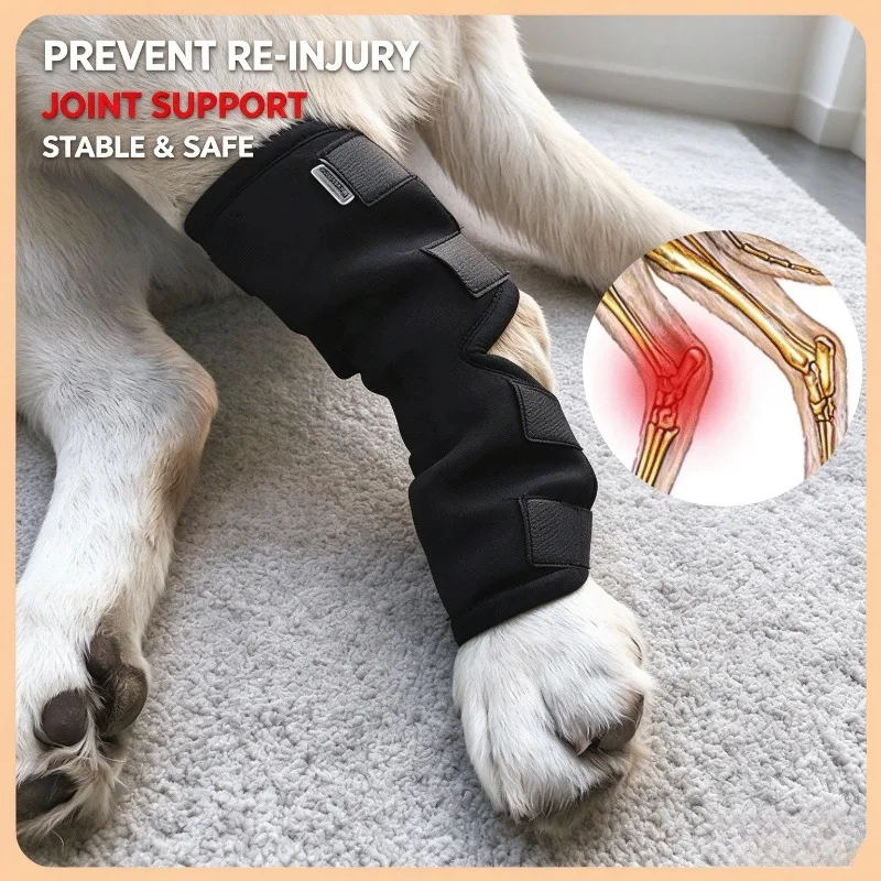 Soft Waterproof Pet Leg Knee Brace Recovery Bandage Anti Lick Wound Sleeve Arthritis Auxiliary Fixed Joint Protector for Canine