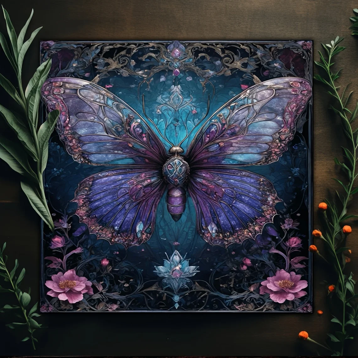 VIKAMA Phantom Butterfly Secret Garden Wallpaper Blau-Lila Schmetterlingsflügel Edelstein Wohnzimmer Schlafzimmer Böhmisches Dekor
