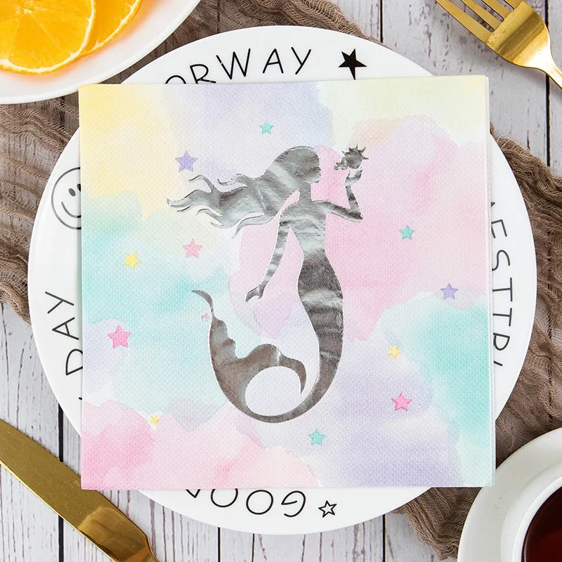 

20Pcs/pack Disposable Cartoon Gilded Bronze Children Birthday Party Decoration Table Dinner Napkins Paper