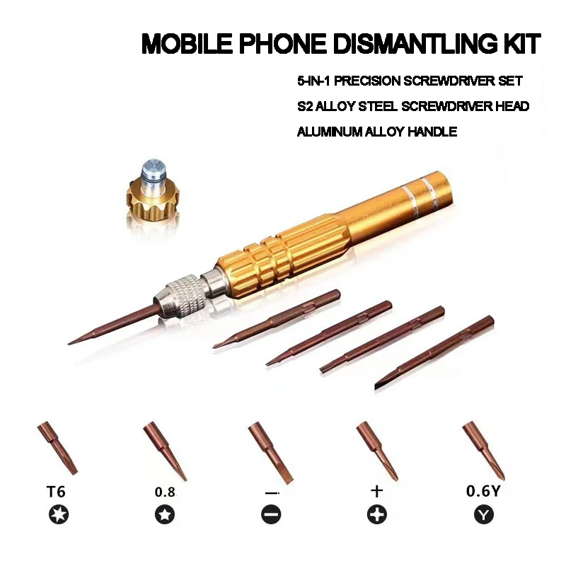 5 in 1 Mini Screwdriver Set Aluminum alloy Disassembly Key Screw driver For DIY Mobile Iphone Repair Samsung Sony Hand Tools