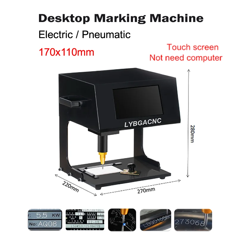 

Desktop Portable Metal Signage Nameplate Marking Machine Touch Screen Electric Pneumatic Lettering Machine 170x110mm For Metal