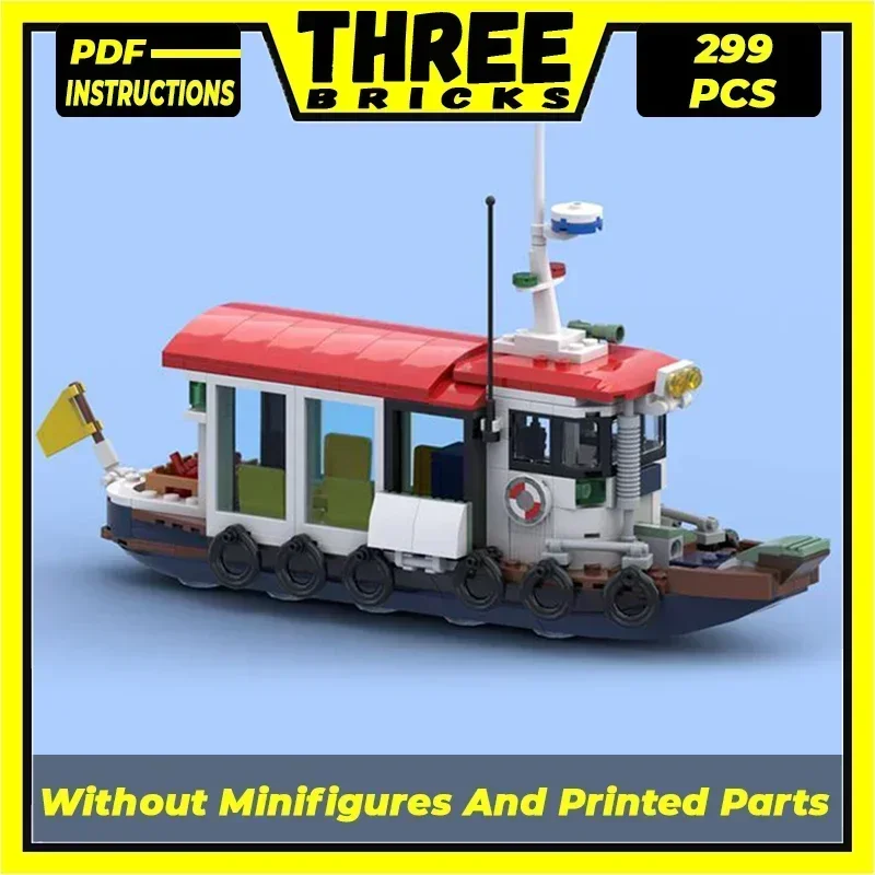 MOC Bausteine Schiff Modell Kleine Mail Boot Modulare Street View Modell DIY Montage Ziegel Kinder Spielzeug Weihnachten Geschenke