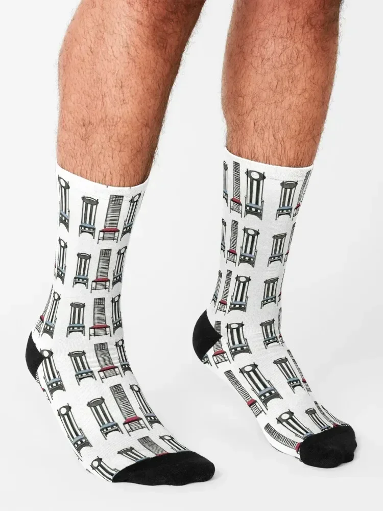 Argyle Chair – Hill House Chair und Argyle-geschnitzter Stuhl von Charles Rennie Mackintosh. Socken Sommerkompression Mädchensocken Herren