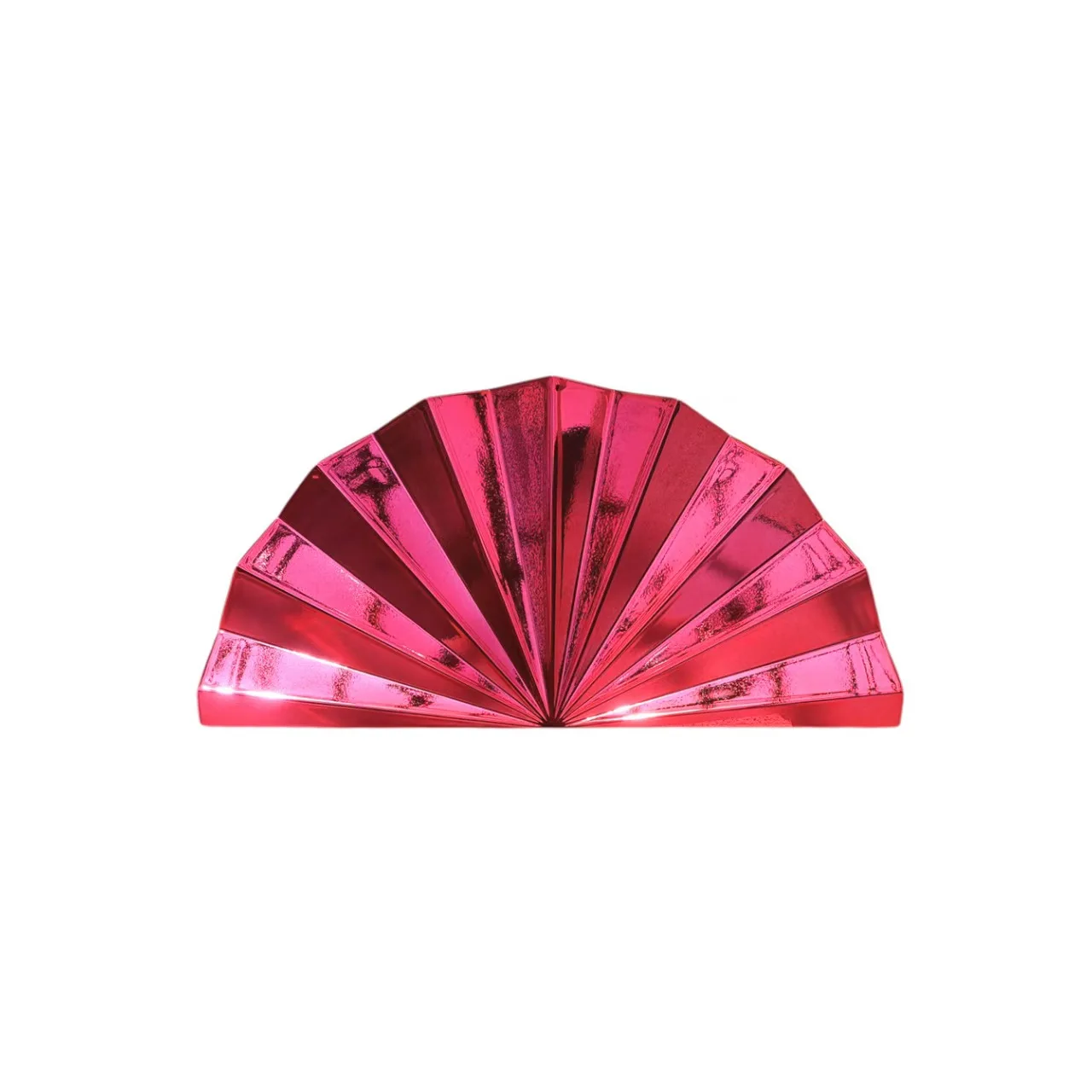 

2025 New Metal Fan Shaped Clutch Purse Bag Evening Purse Gorgeous Hand Bag Gold/Silver/Hotpink Purse