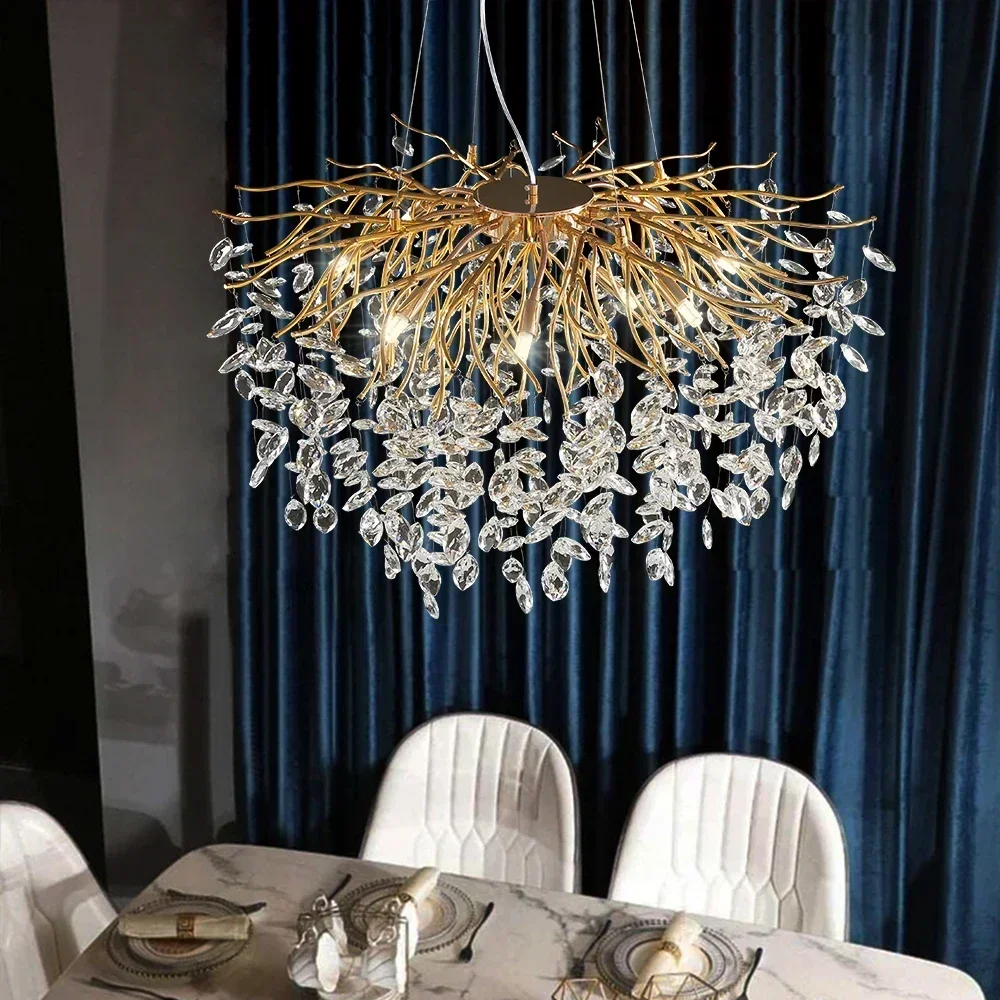 Imagem -06 - Artpad-nordic Gold Crystal Chandelier Luxo Led Luzes Pingente Luzes Led Decorativas para Mesa de Jantar