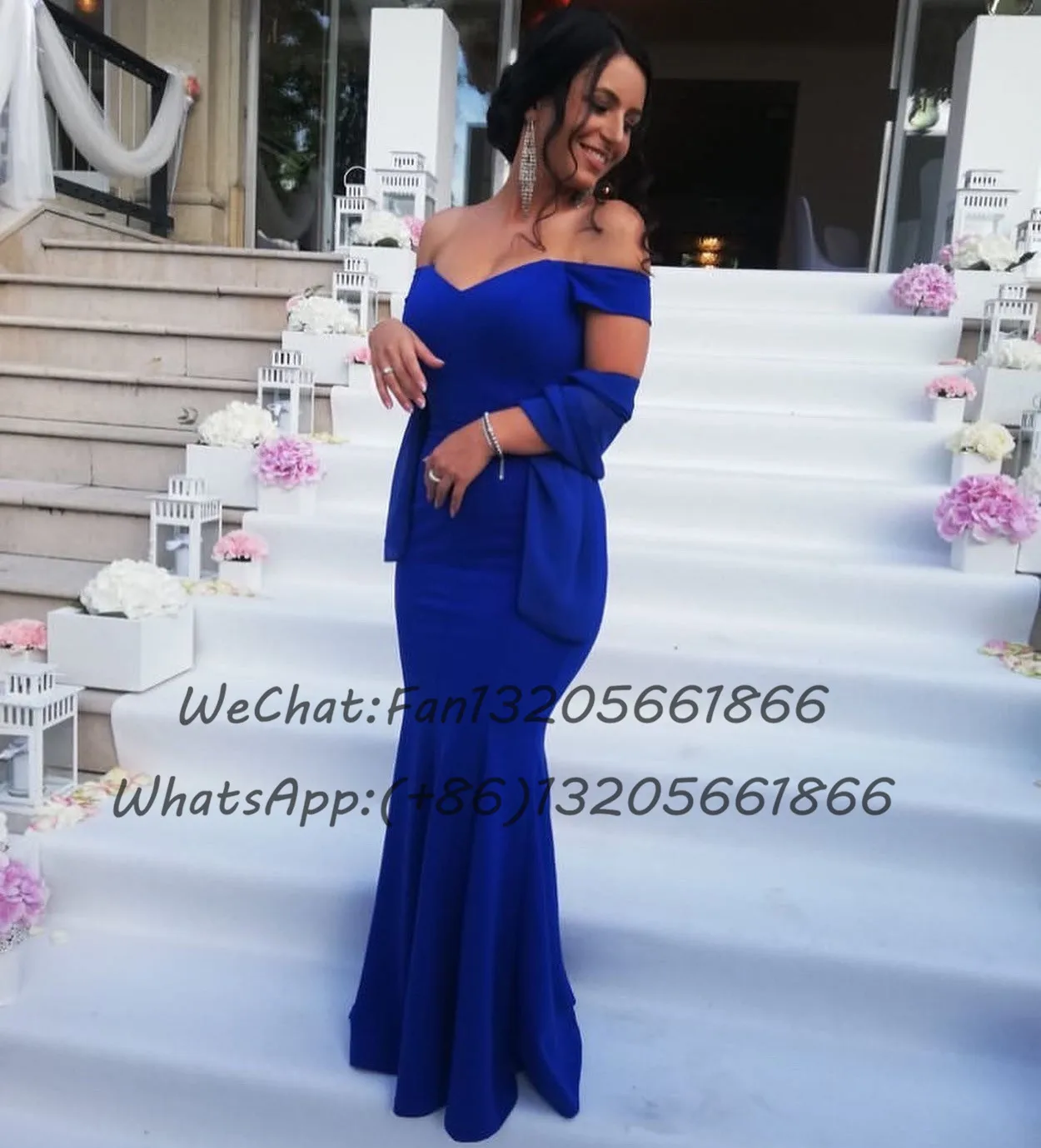 Simple Off Shoulder Bridesmaid Dresses Royal Blue Long Mermaid Sweetheart Neck Wedding Guest Dress For Women Prom Party Gown