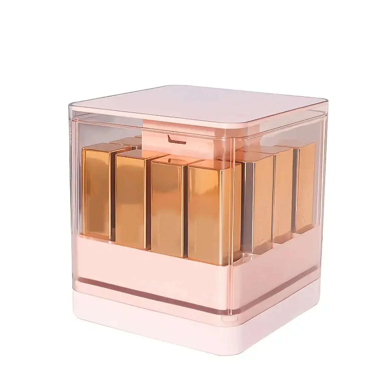 

Plastic Dustproof Press Type Lipstick Holder Makeup Organizer for Women - Desktop Cosmetic Rack for Lip Glaze Storage on Dressin