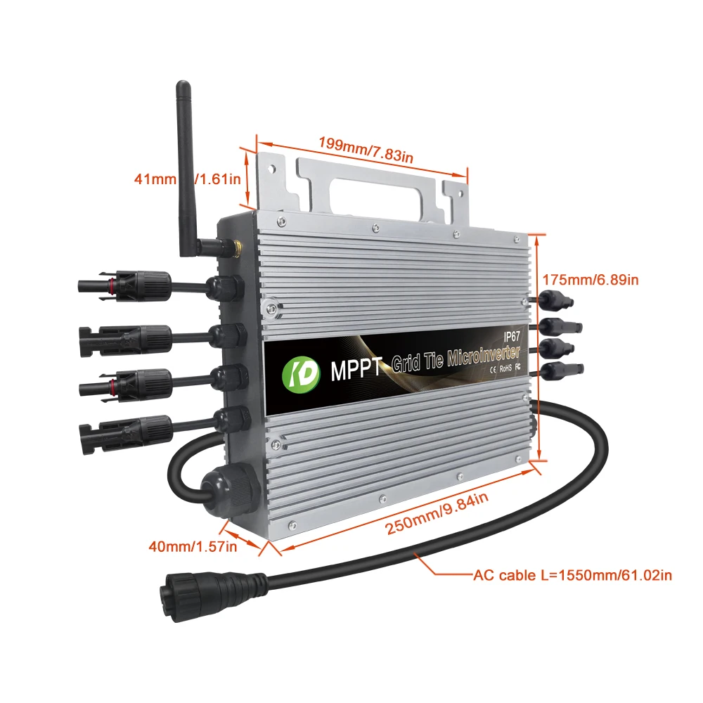 1400W DC 20V-60V To AC 80V-265V Solar Grid Connected Micro Inverter With MPPT Controller WIFI Suitable For Solar Panel Inverters