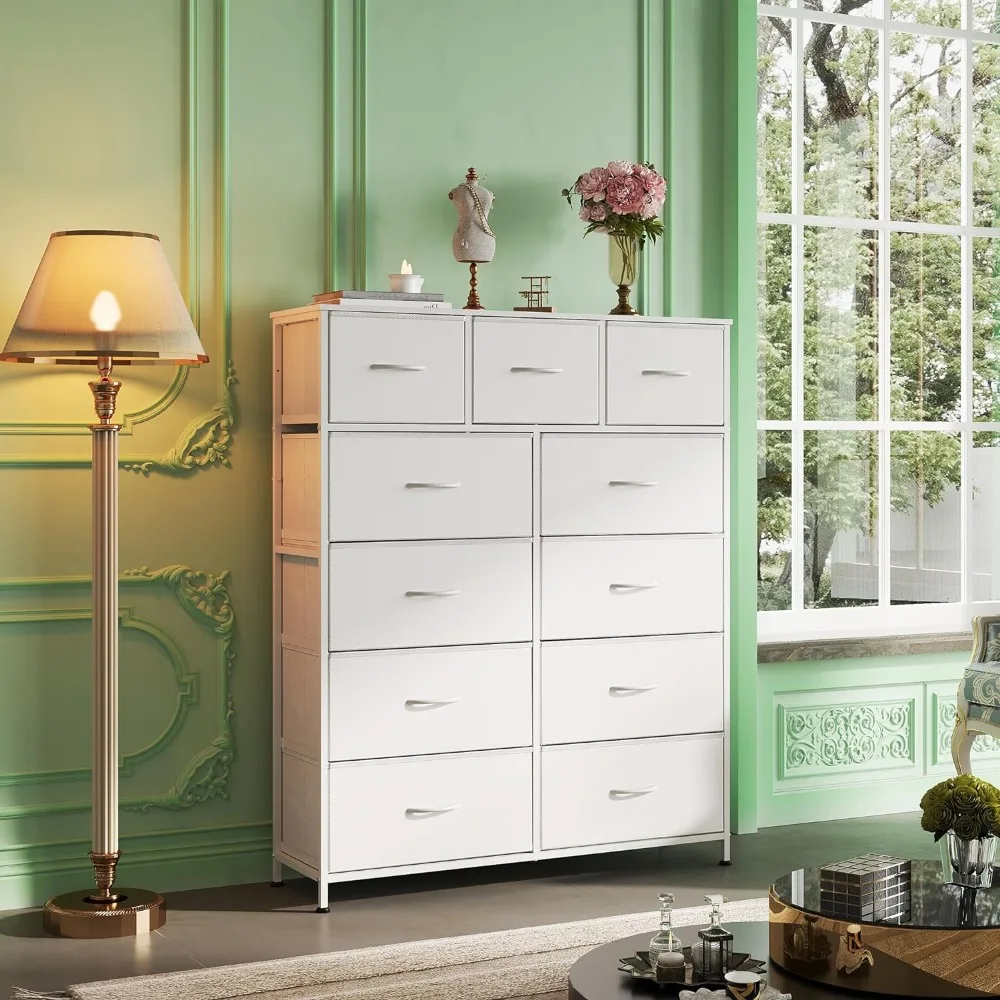 Hoge Dressoir Voor Slaapkamer, Stoffen Dressoir Opbergtoren, Dressoir En Ladekast Organizer-Eenheid Met 11 Laden, Opbergkast