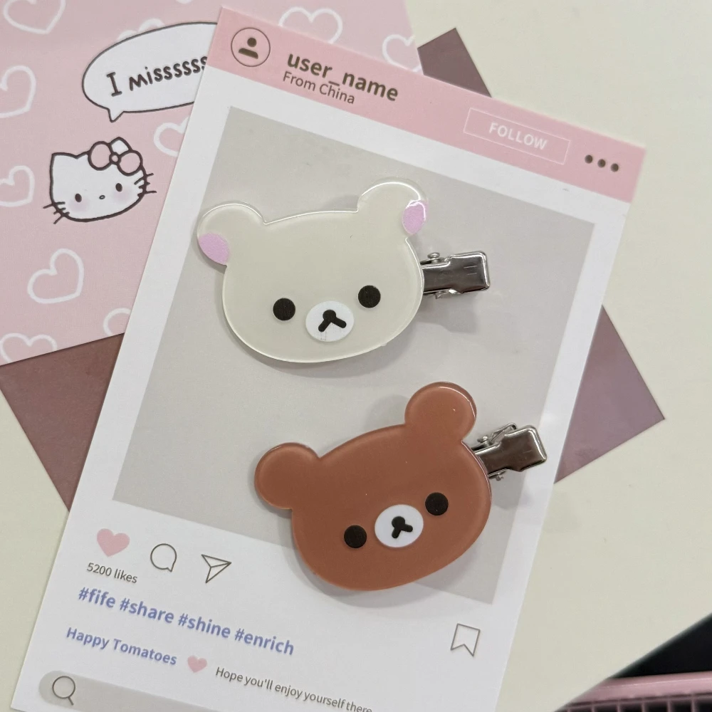 Rilakkuma Korilakkuma مقاطع الشعر أنيمي الدب رئيس لطيف دبابيس الشعر ومقاطع أغطية الرأس Kawaii إكسسوارات الشعر للنساء الفتيات