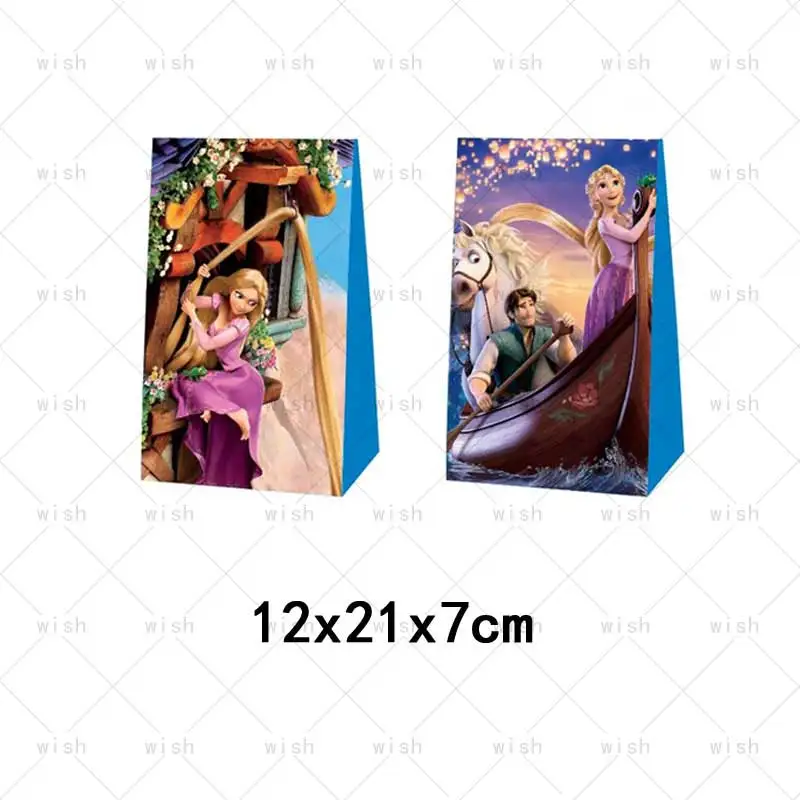 Disney Princess Rapunzel Paper Tangled Gift Bag Girl Birthday Party Supplies Cookies Candy Snack Bag Baby Shower Wed Decor