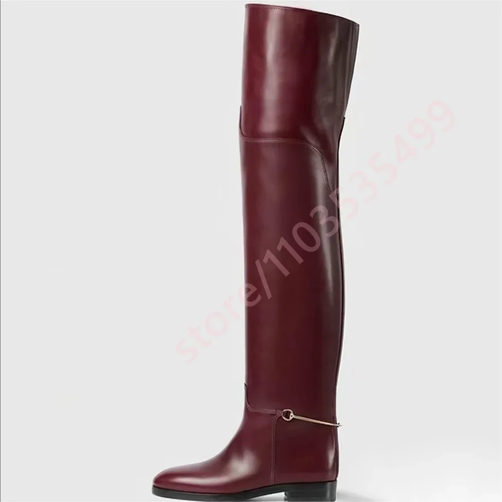 

2025 Ladies Round Toe Over Knee Leather Boots Street Style Fashion Model Catwalk Sexy Autumn New Chunky Heel Knight Boots