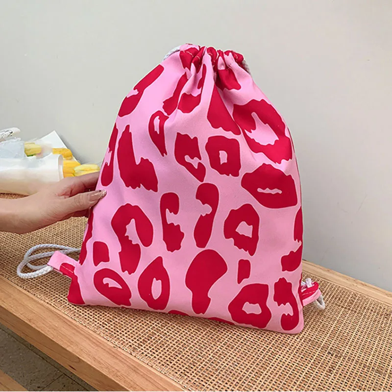 Canvas Drawstring Bags Fashion Flower Casual String Women Girl Books Sundries Storage School Pack for Teenager