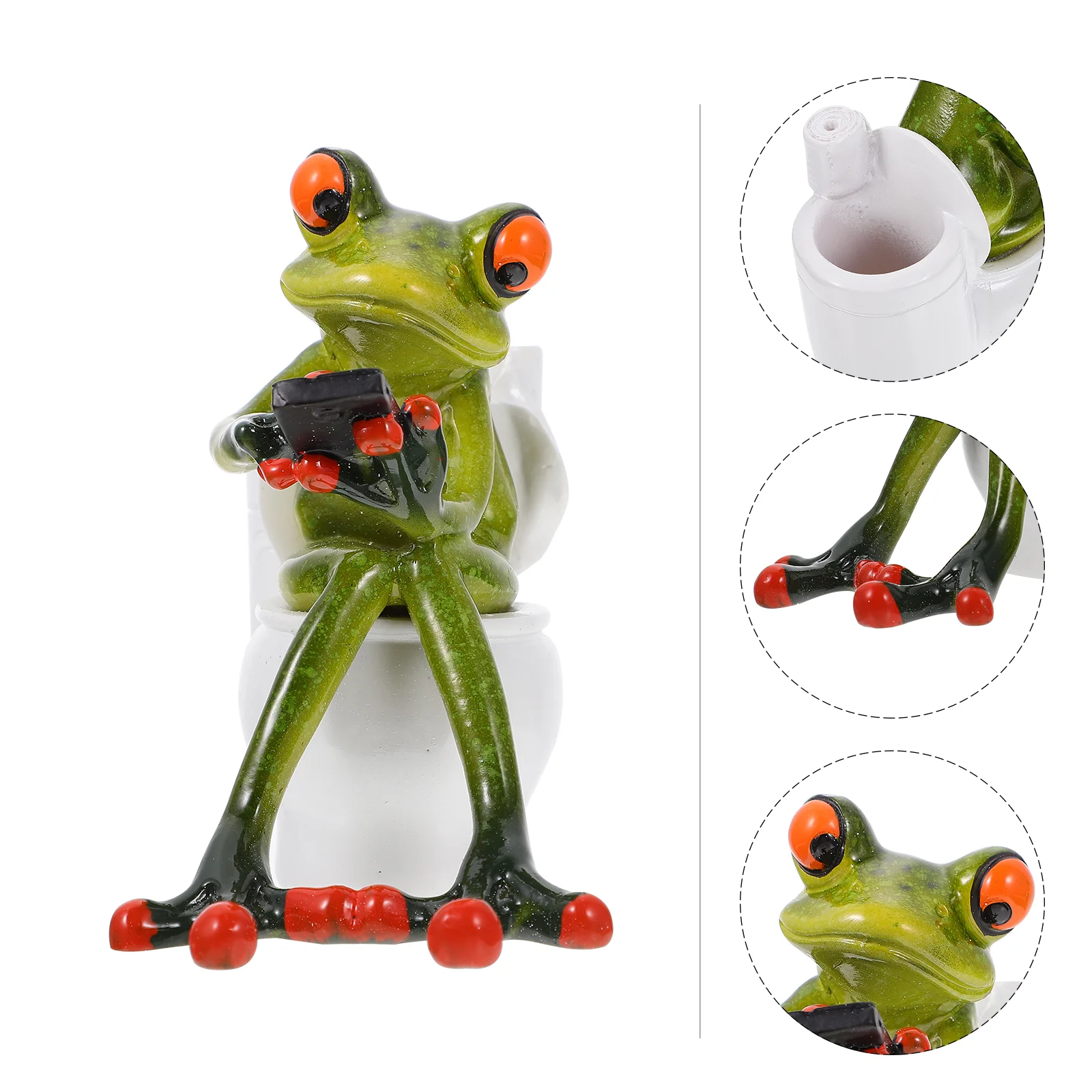 

Resin Toilet Pen Holder Home Decoration Frogs Cute Modern Desktop Natural Indoor