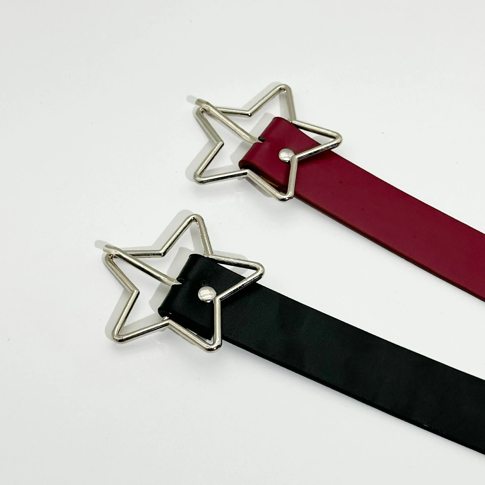 Y2K Punk Star Eyelet Black Rivet Belt
