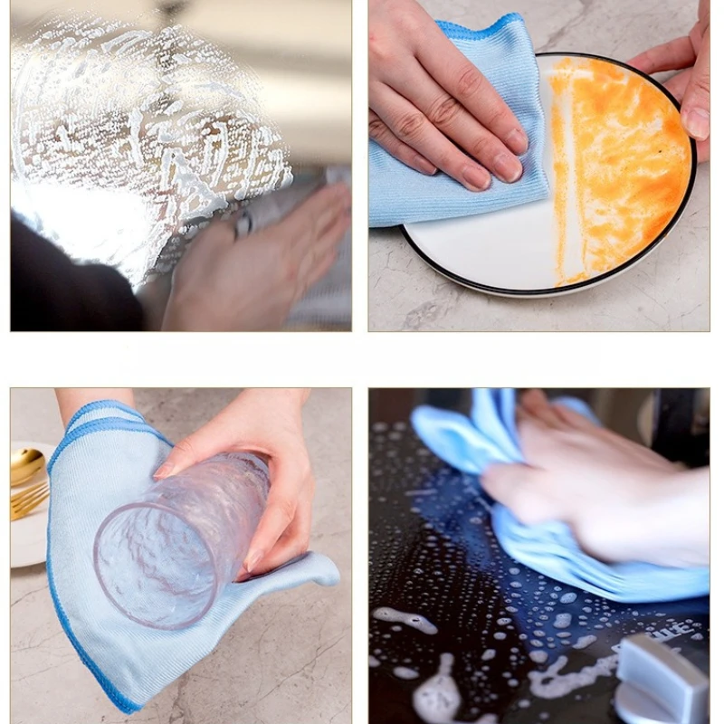 5pcs Super Soft Microfiber Cleaning Cloths, Reusable, Lint-Free, Scratch-Free, for Windows, Mirrors, Kitchen, Car, Bathroom