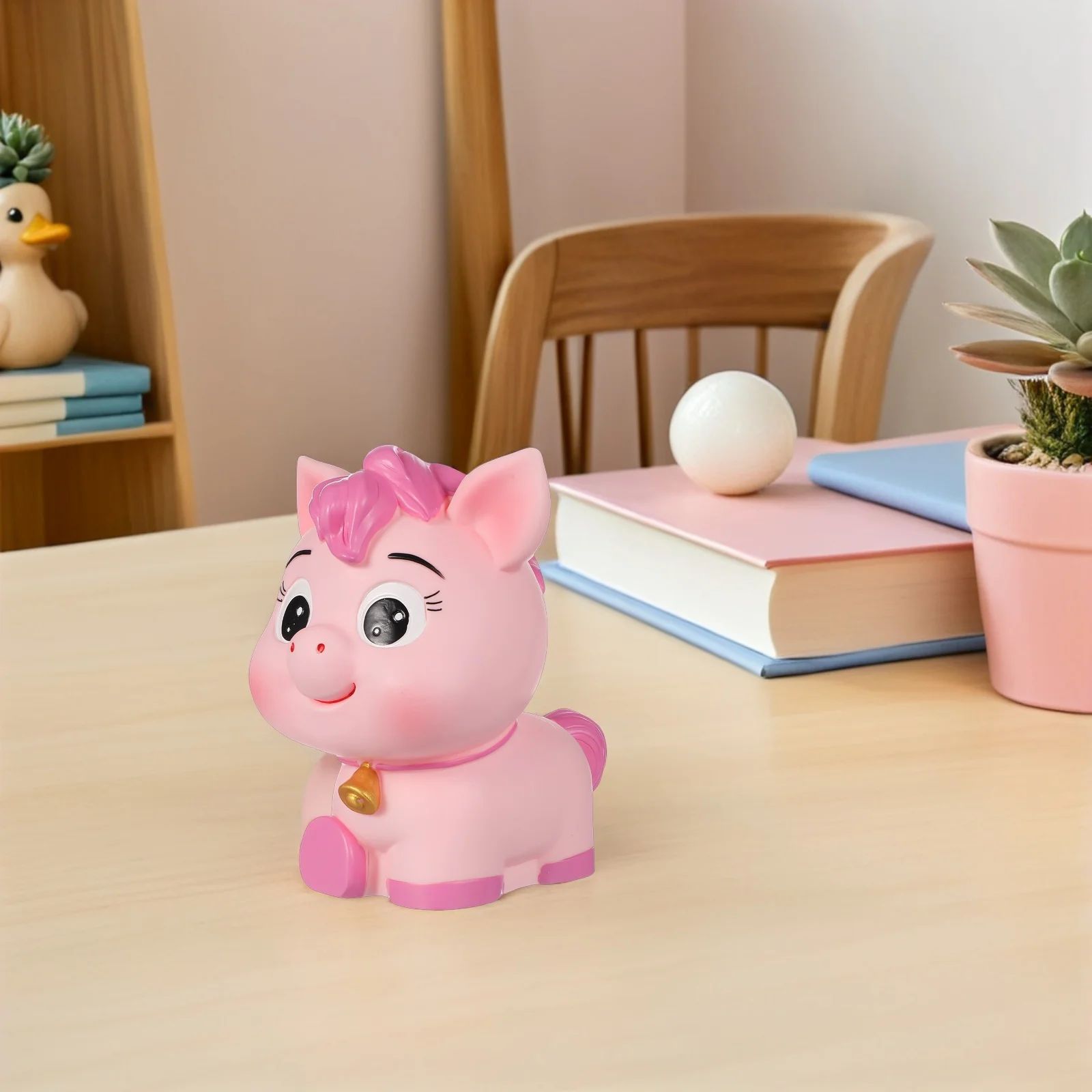 صندوق عملات معدنية غير قابل للكسر على شكل حصان، صندوق توفير المال على شكل حيوان لطيف، هدية عيد ميلاد، ديكور وردي، زينة حصان #5