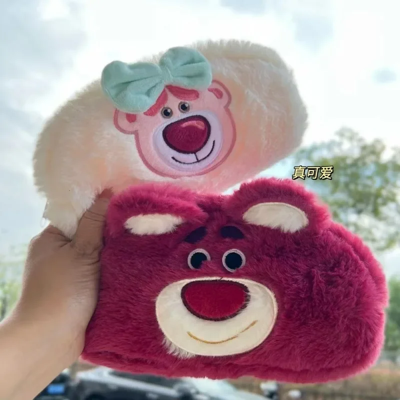 Disney Lotso Pencil Bag Large Capacity Plush Soft Stationery Organizer Supplies Cartoon Anime Student Pencil Pouch Storage Bag