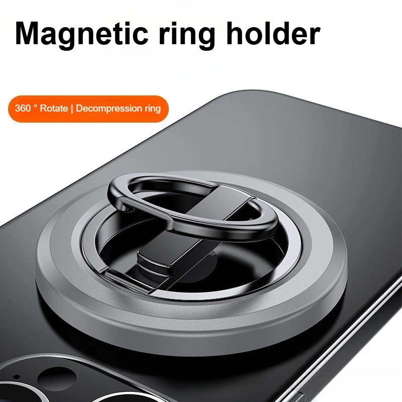 Podwójnie składany magnetyczny uchwyt na telefon z klejem 360 °   Obrotowy uchwyt pierścieniowy na biurko do iPhone'a 17 16 Pro Max, wykonany ze stopu. — zdjęcie produktu 3