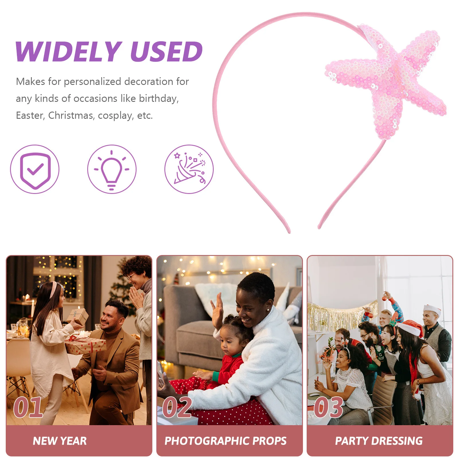 2 قطعة عقال نجمة البحر الاطفال الترتر هيرباند بريق الشعر التبعي حفلة طفل فتاة هيرباند الأطفال عقال الزخرفية