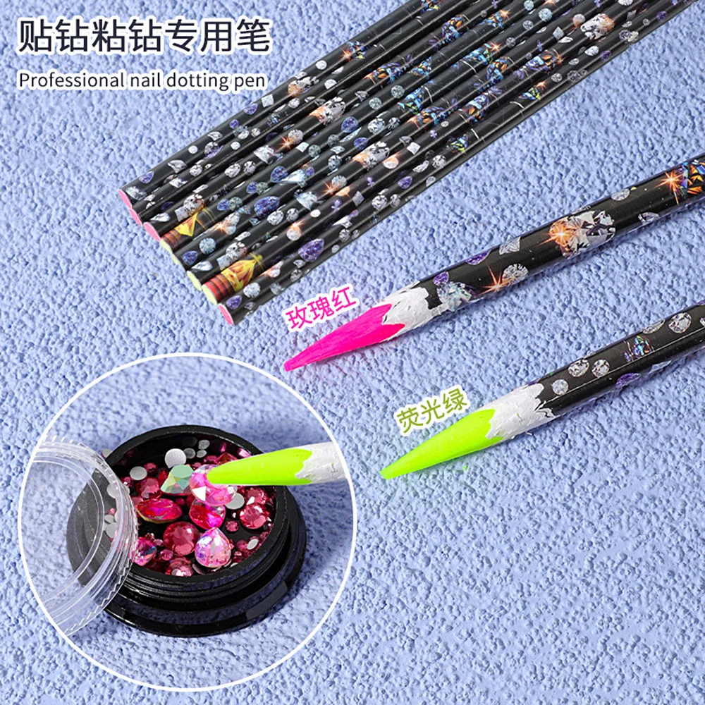 ﻿5Pcs Diamond Painting Pen Nail Rhinestone Picker Pencil Set - Self-Adhesive Resin Nail Dotting Wax Pen Crystal Gem Pick up Tool