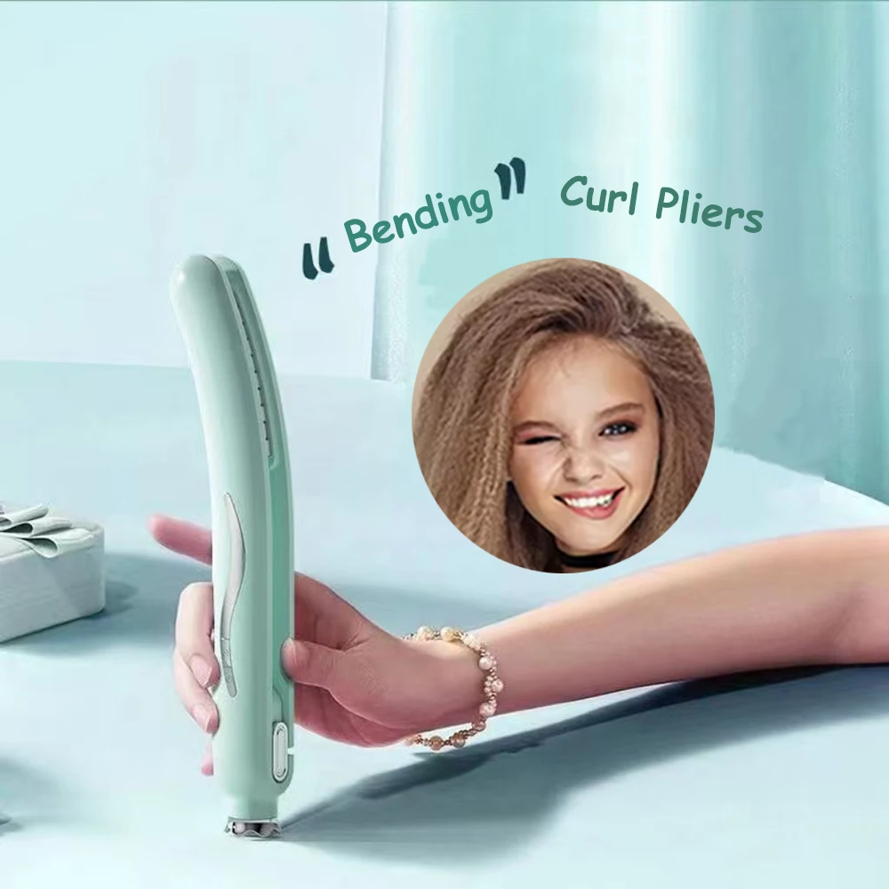 Perm Pliers Pea-shaped Hair Crimper Women/Men,s Hair Iron Corn Fluffy Hair Roots Iron Electric Heating Corrugated Curling Iron